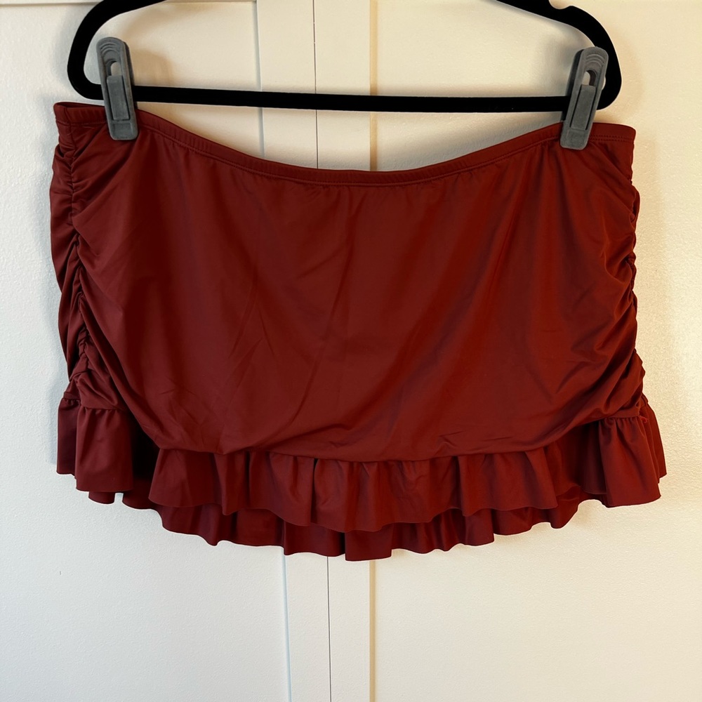 La Blanca Women’s Plus NWOT Swim‎ Bikini Ruffle Bottom Skirt Cinnamon Size 20